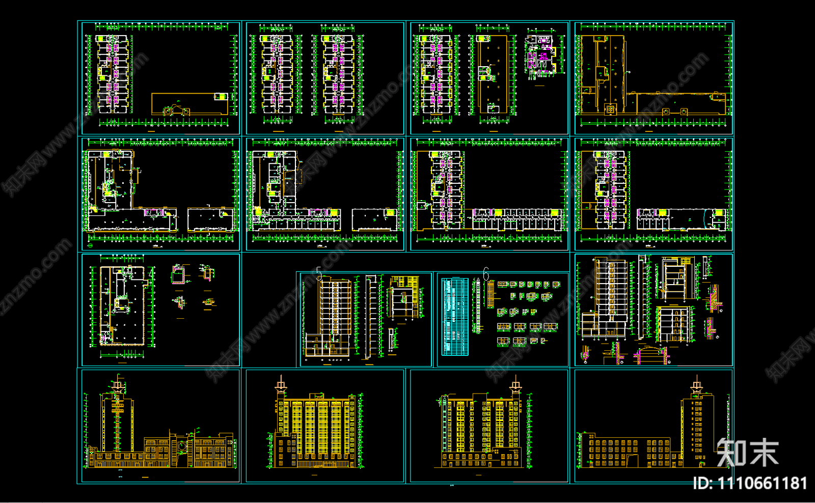 高层酒店CAD施工图下载【ID:1110661181】