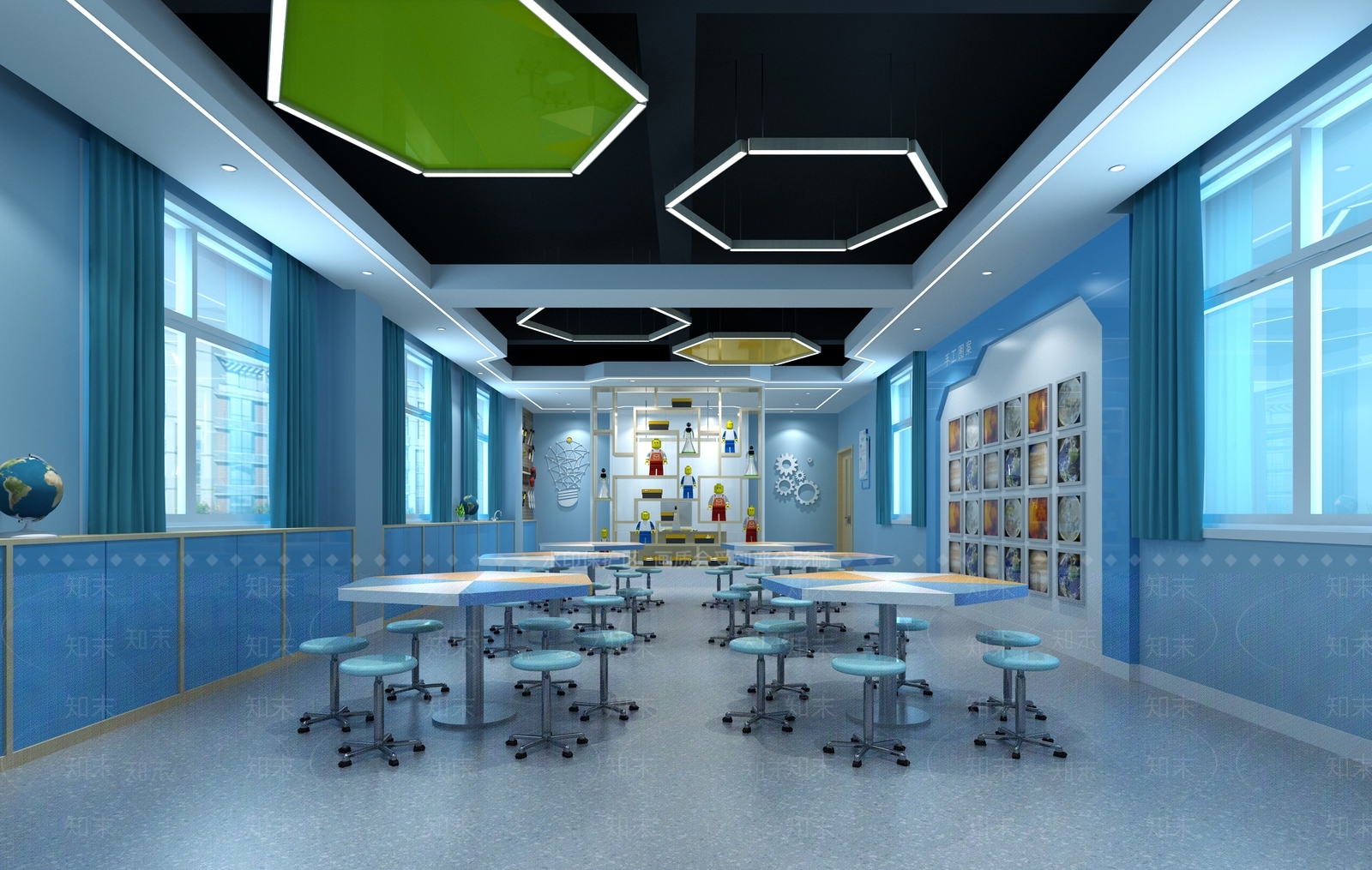 现代科技创客教室3d模型下载
