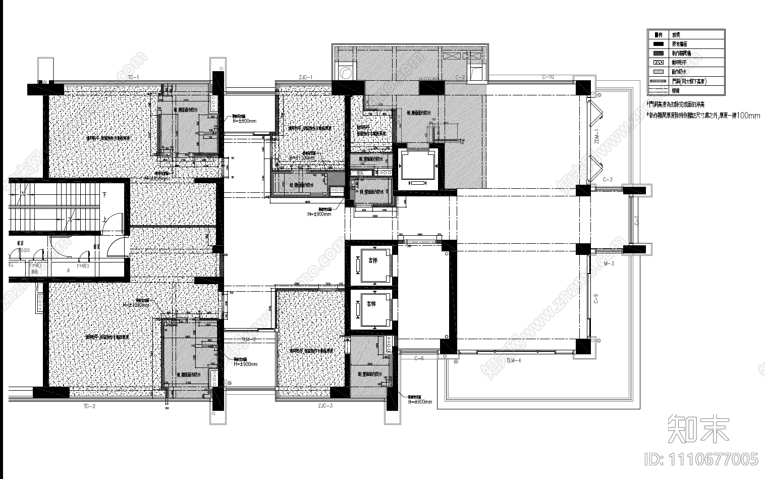 550㎡大平层豪宅CAD施工图cad施工图下载【ID:1110677005】