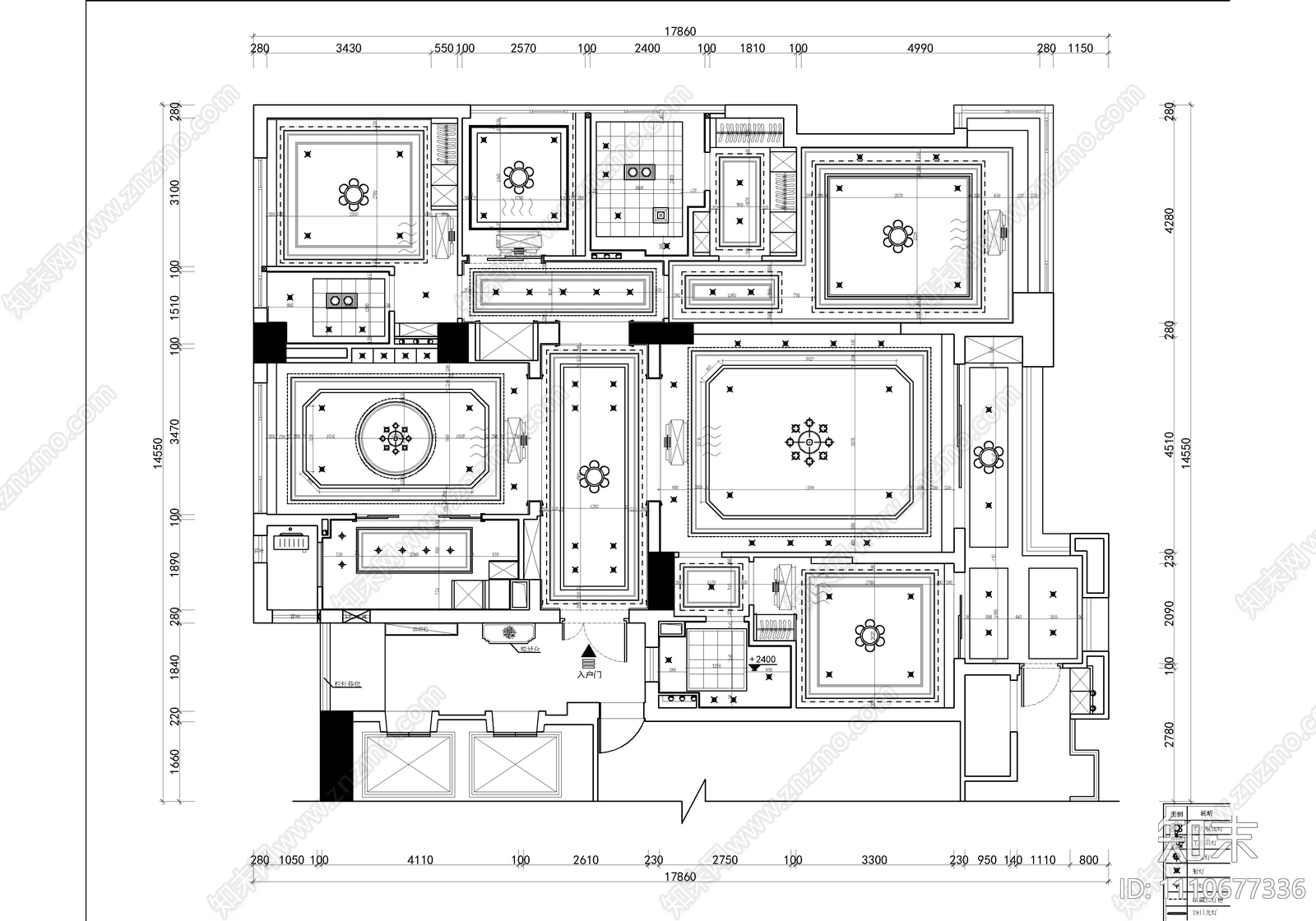 200㎡大平层家装CAD施工图cad施工图下载【ID:1110677336】