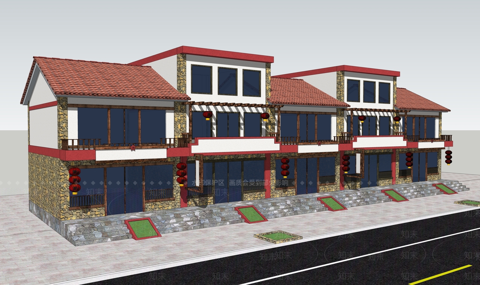 现代餐饮建筑SU模型下载【ID:1110680392】
