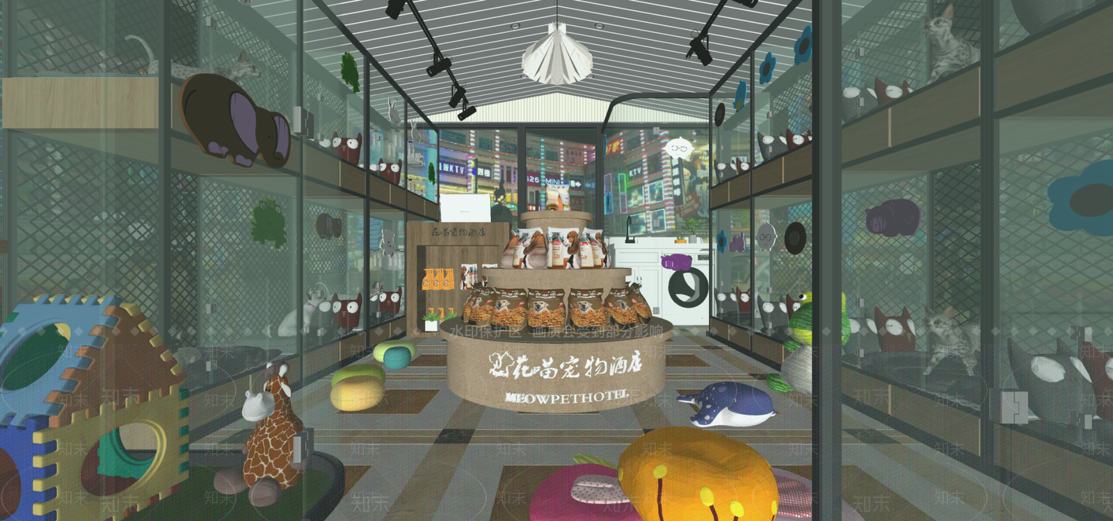 现代宠物店SU模型下载【ID:1110682618】