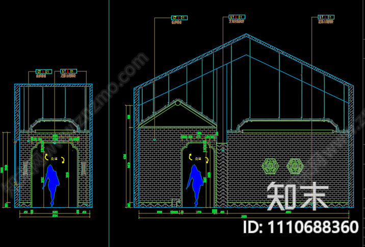 中式茶室cad施工图下载【ID:1110688360】