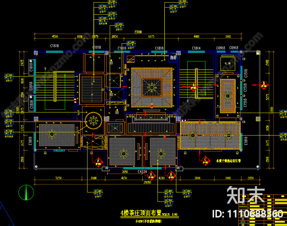 中式茶室cad施工图下载【ID:1110688360】