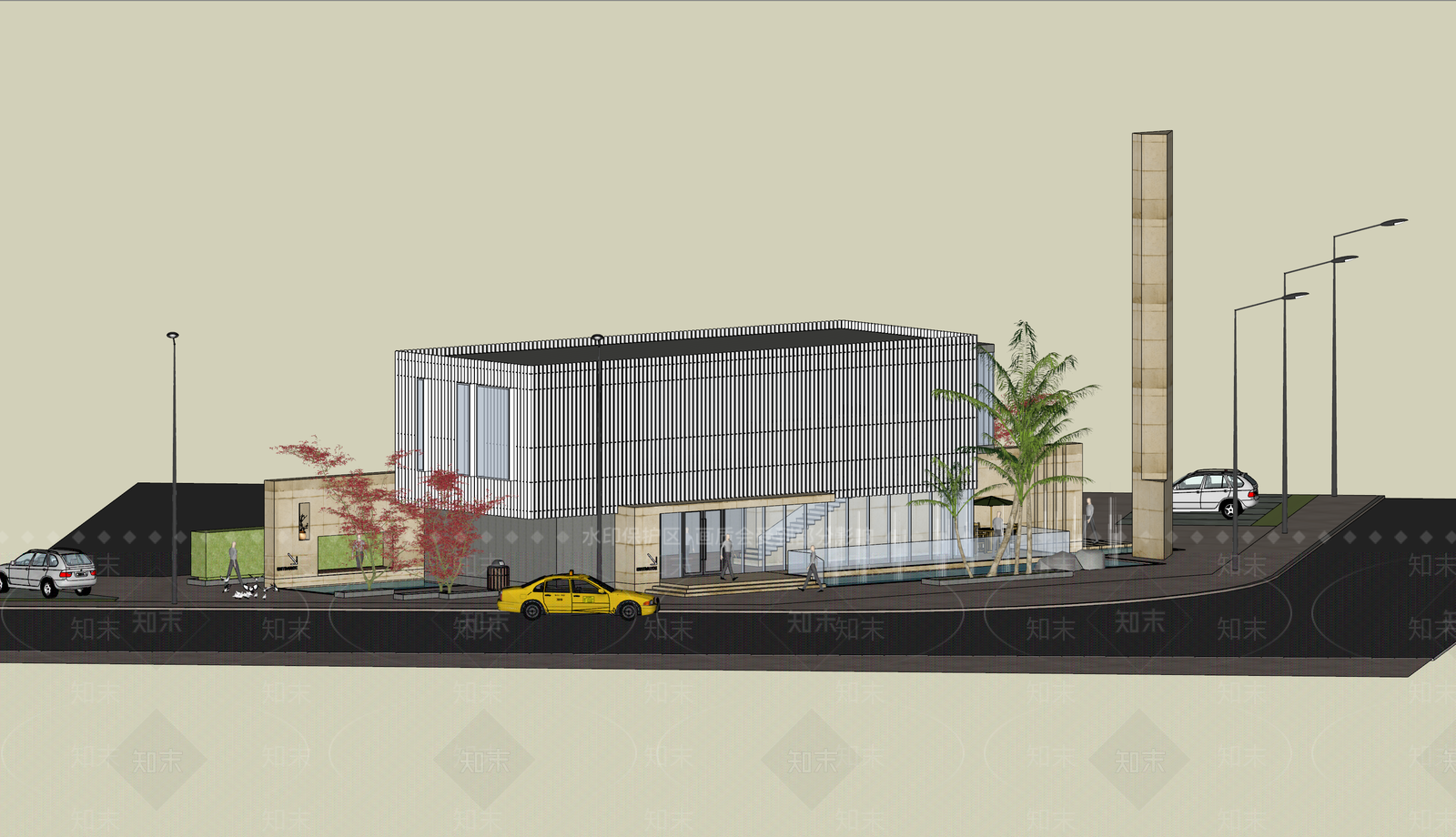 现代售楼处建筑SU模型下载【ID:1110768108】