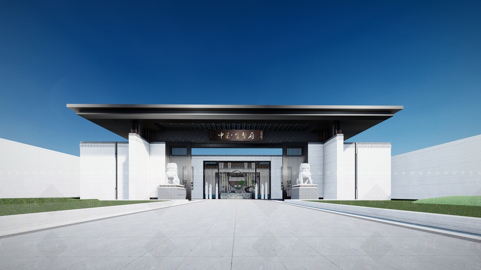 新中式售楼处建筑SU模型下载【ID:1110767678】