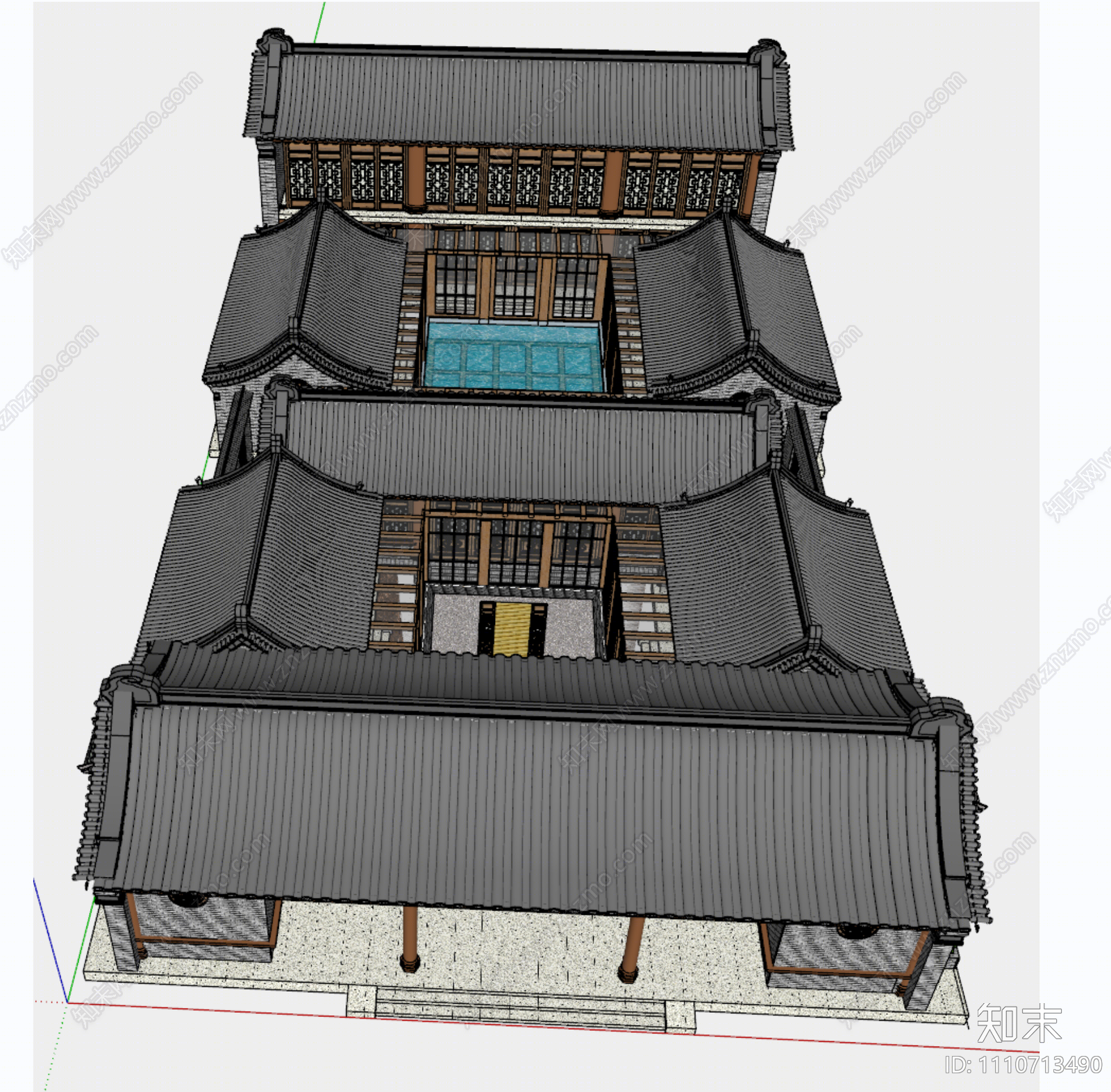 中式四合院SU模型下载【ID:1110713490】