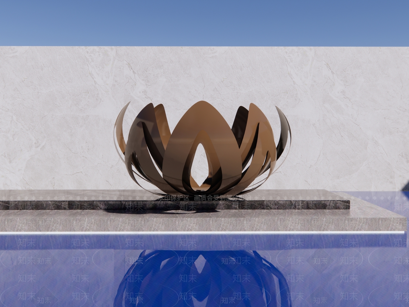 现代莲花雕塑SU模型下载【ID:1111340069】