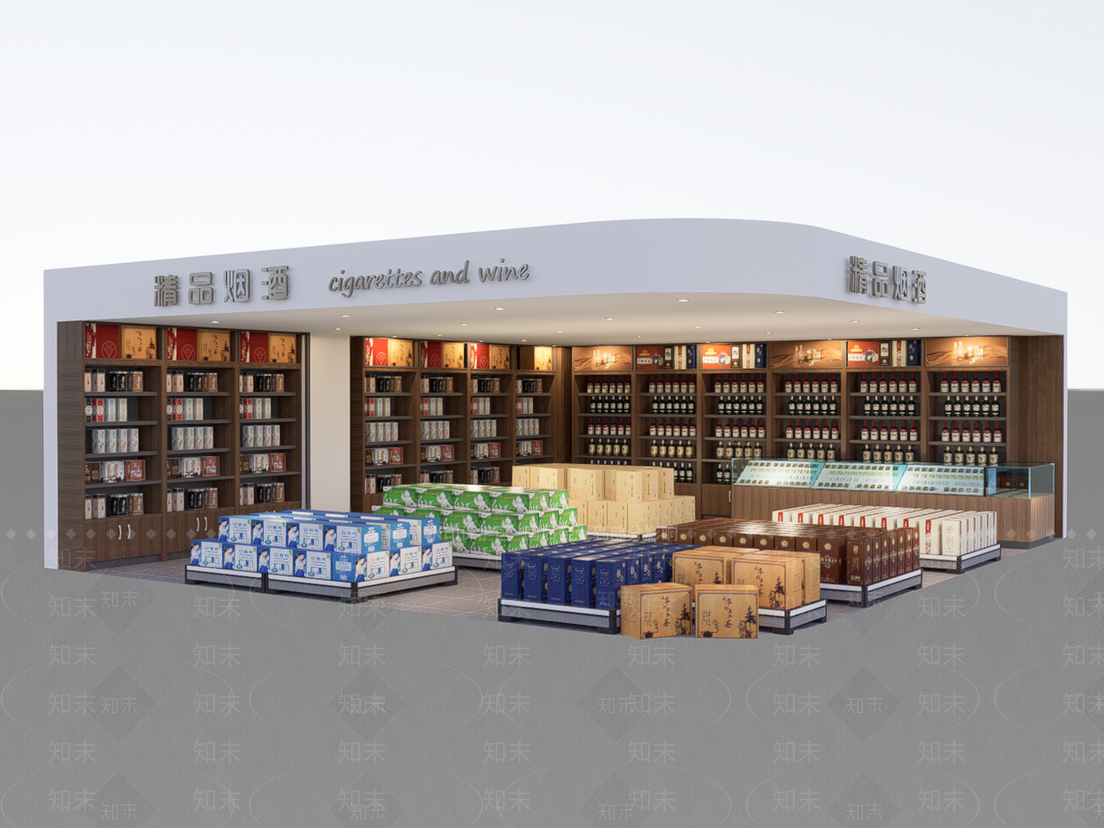现代烟酒店SU模型下载【ID:1110716730】