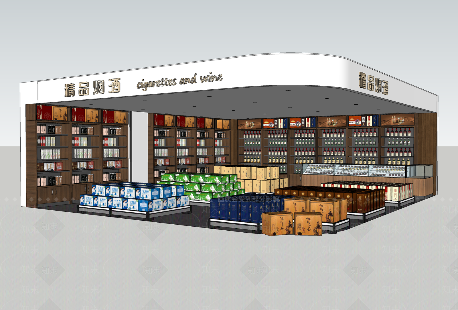 现代烟酒店SU模型下载【ID:1110716730】