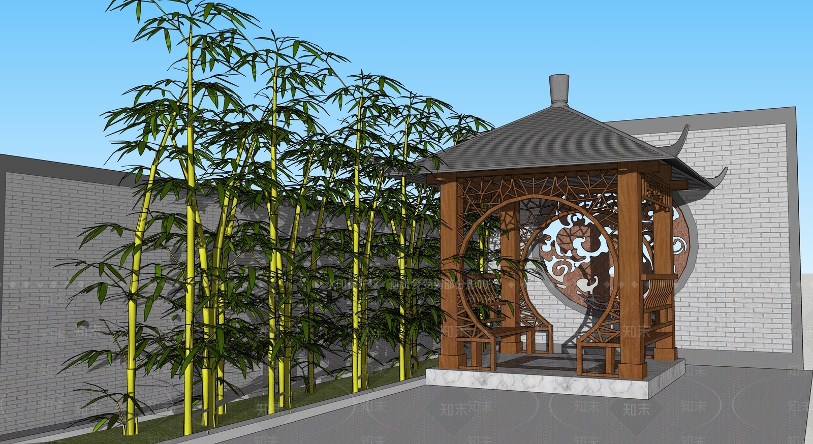 中式四角凉亭SU模型下载【ID:1110717086】