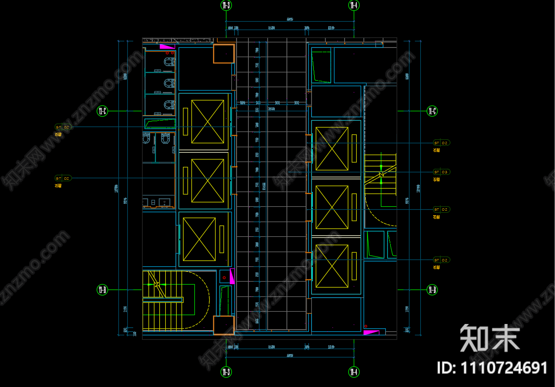 电梯厅分平施工图下载
