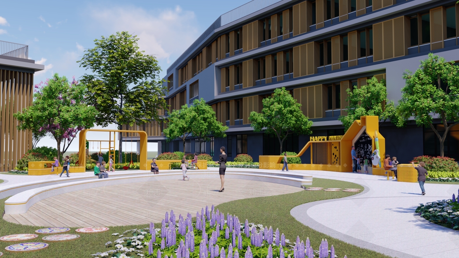 现代学校儿童游乐区SU模型下载【ID:1110725458】