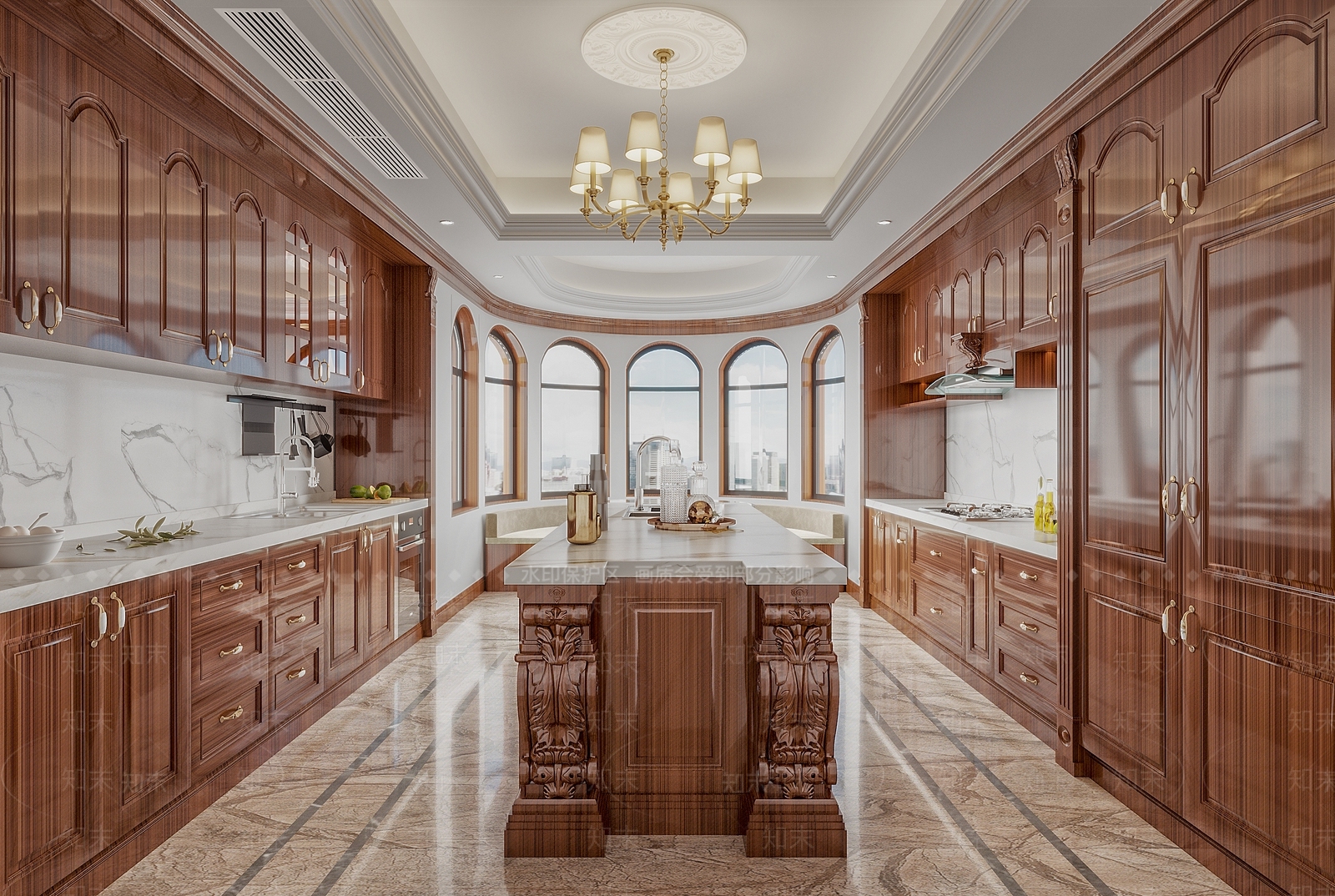 欧式古典封闭式厨房3D模型下载【ID:1110738387】