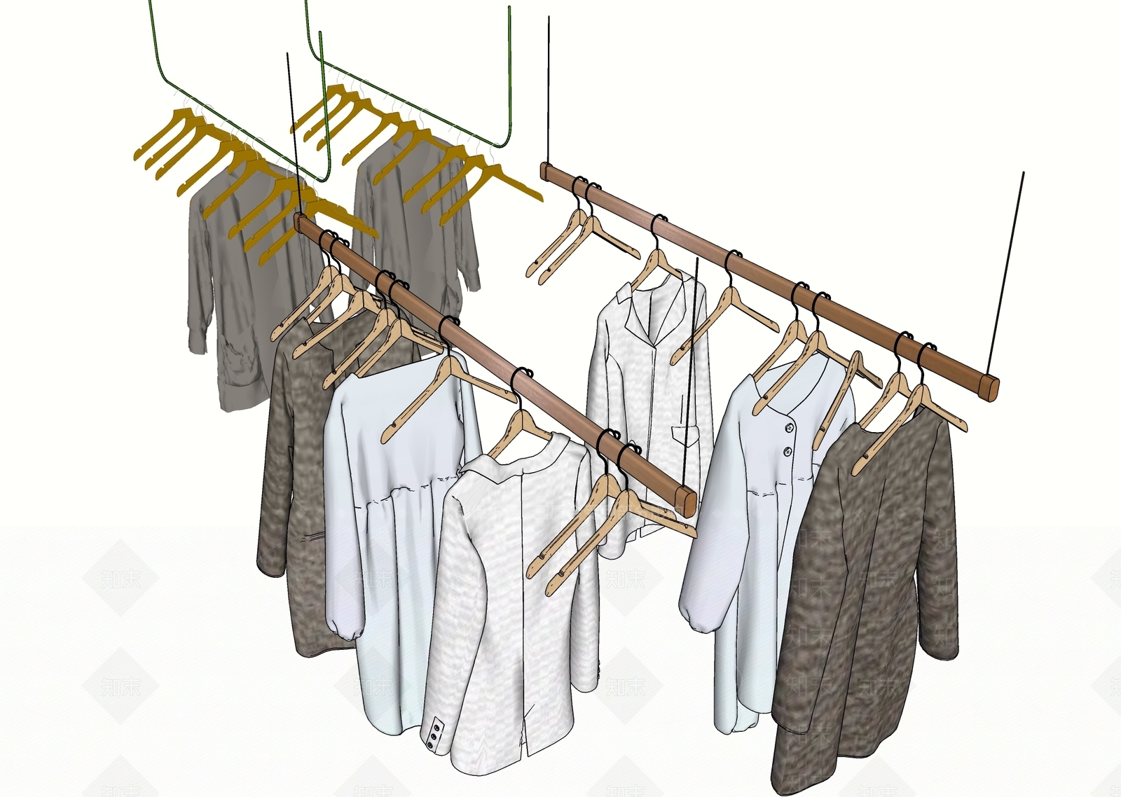 现代衣服展架SU模型下载【ID:1110739862】