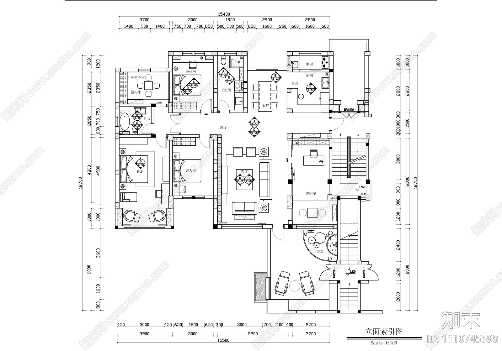 220㎡大平层家装CAD施工图cad施工图下载【ID:1110745598】