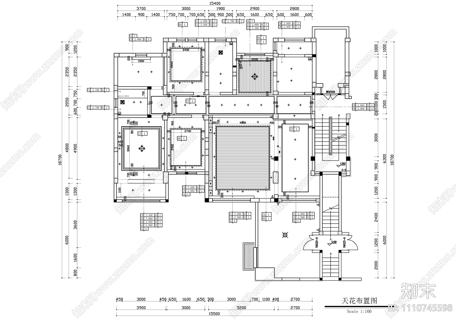 220㎡大平层家装CAD施工图cad施工图下载【ID:1110745598】