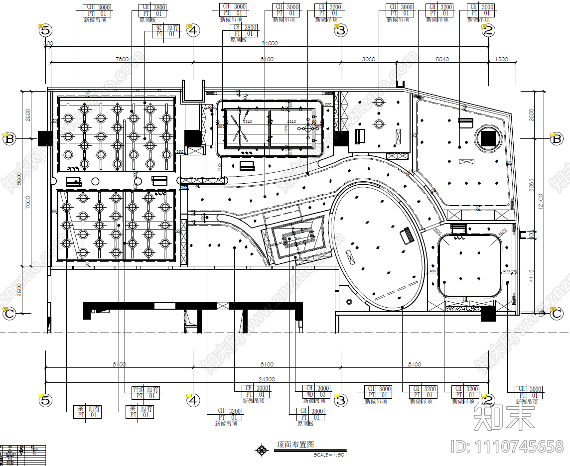 300㎡现代简约办公室CAD施工图cad施工图下载【ID:1110745658】