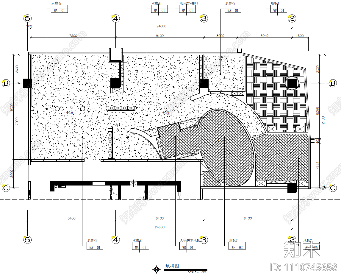 300㎡现代简约办公室CAD施工图cad施工图下载【ID:1110745658】