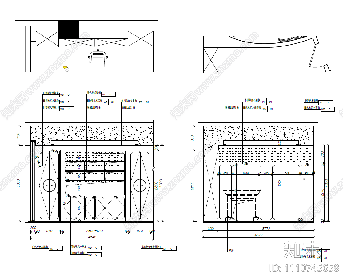 300㎡现代简约办公室CAD施工图cad施工图下载【ID:1110745658】