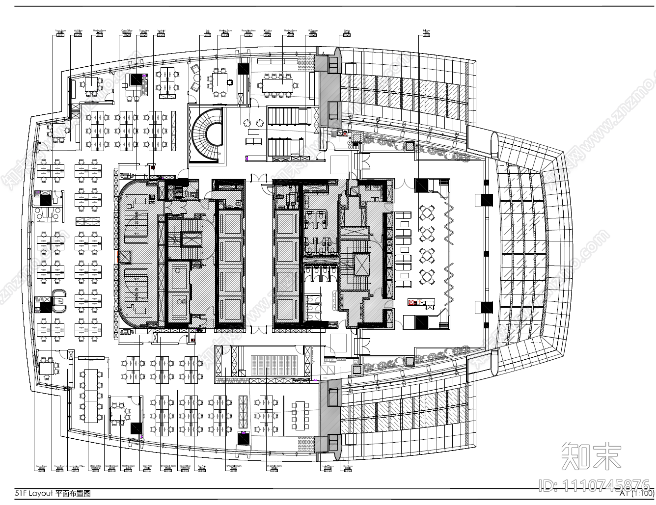 6000㎡三层办公室CAD施工图cad施工图下载【ID:1110745876】