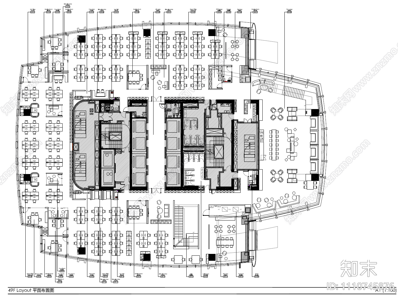 6000㎡三层办公室CAD施工图cad施工图下载【ID:1110745876】