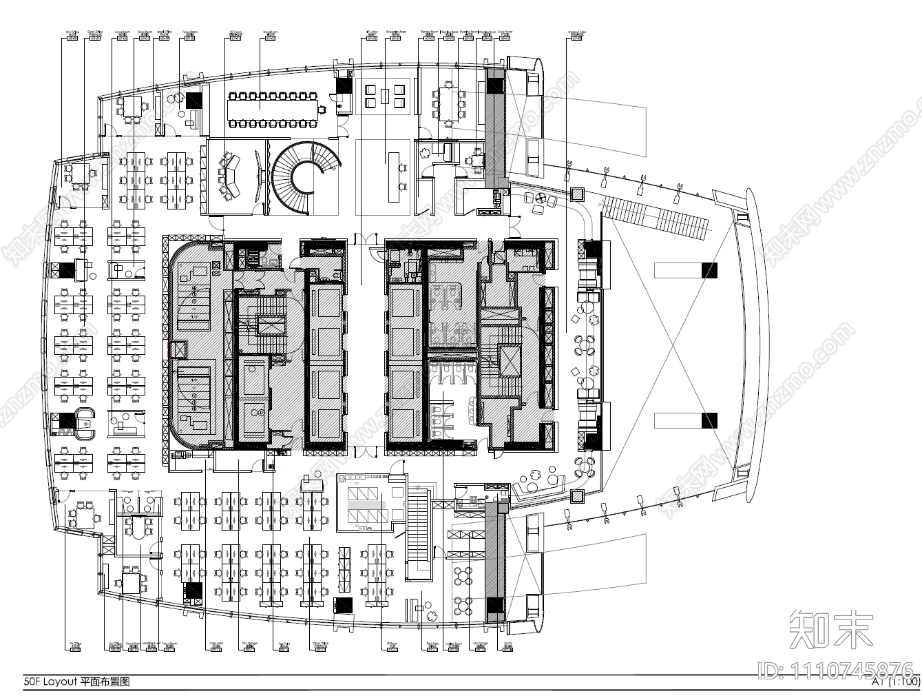 6000㎡三层办公室CAD施工图cad施工图下载【ID:1110745876】