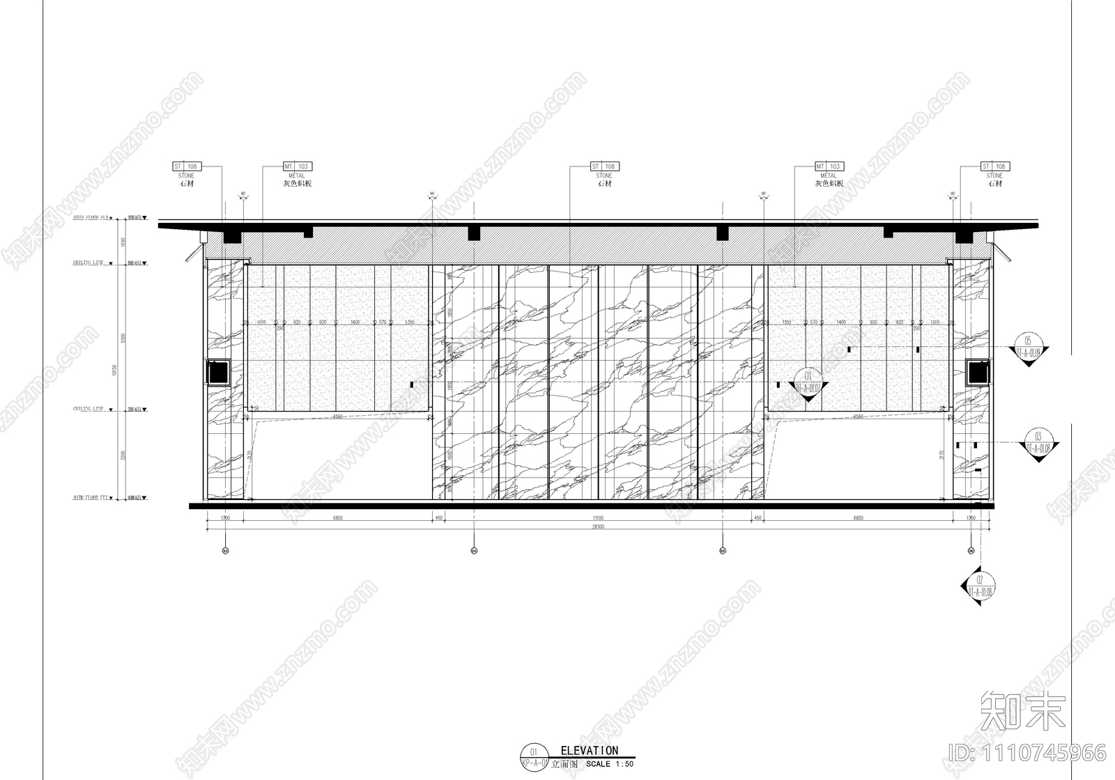 办公大楼大堂公区标准层电梯间CAD施工图施工图下载【ID:1110745966】