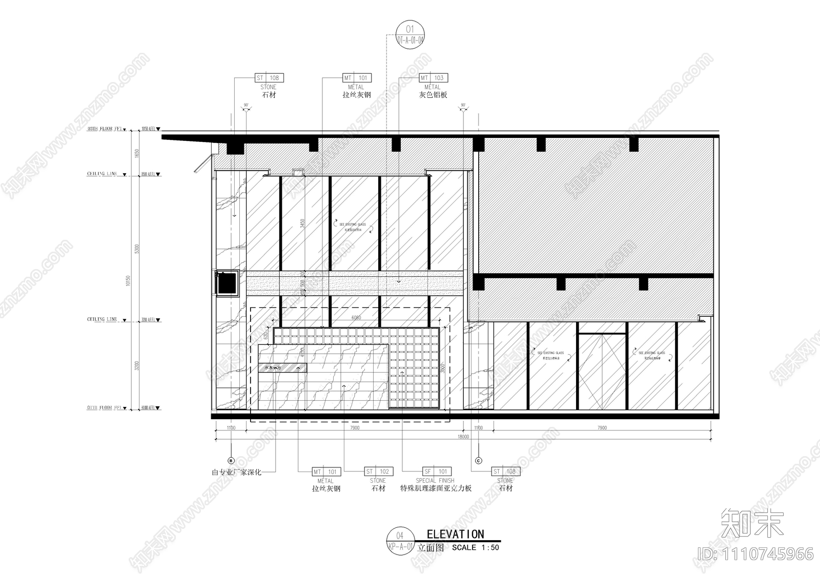 办公大楼大堂公区标准层电梯间CAD施工图施工图下载【ID:1110745966】