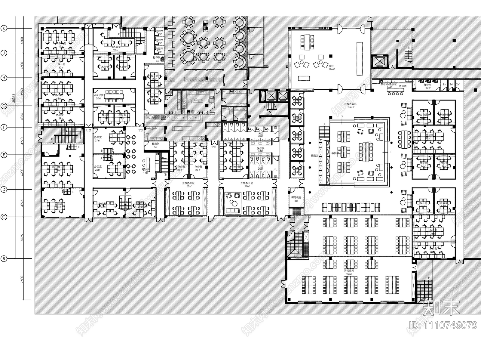 5000㎡两层办公空间CAD施工图cad施工图下载【ID:1110746079】