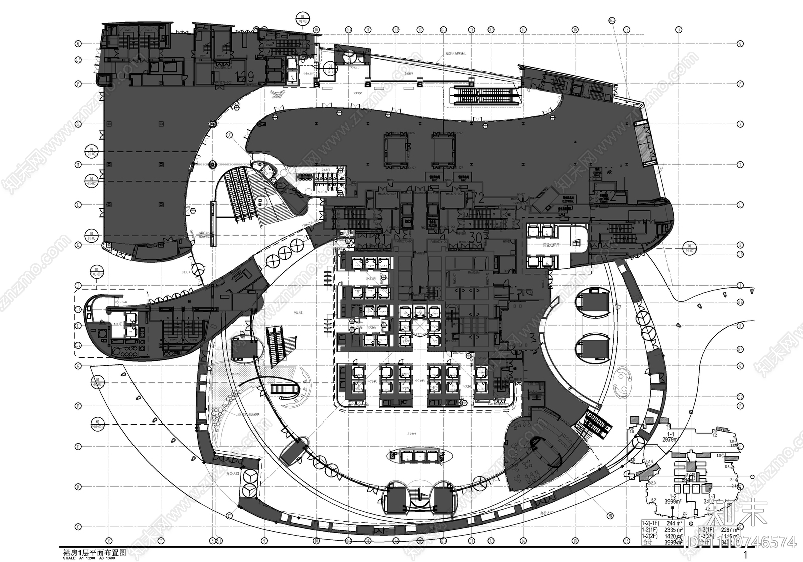 某大厦商业办公裙楼cad施工图下载【ID:1110746574】