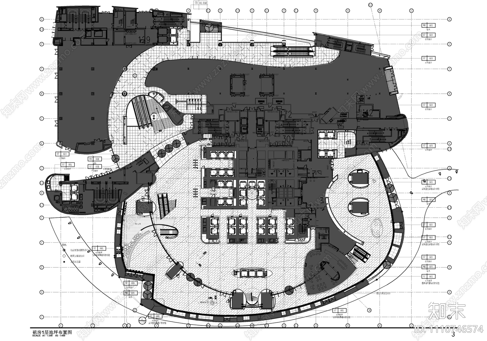 某大厦商业办公裙楼cad施工图下载【ID:1110746574】