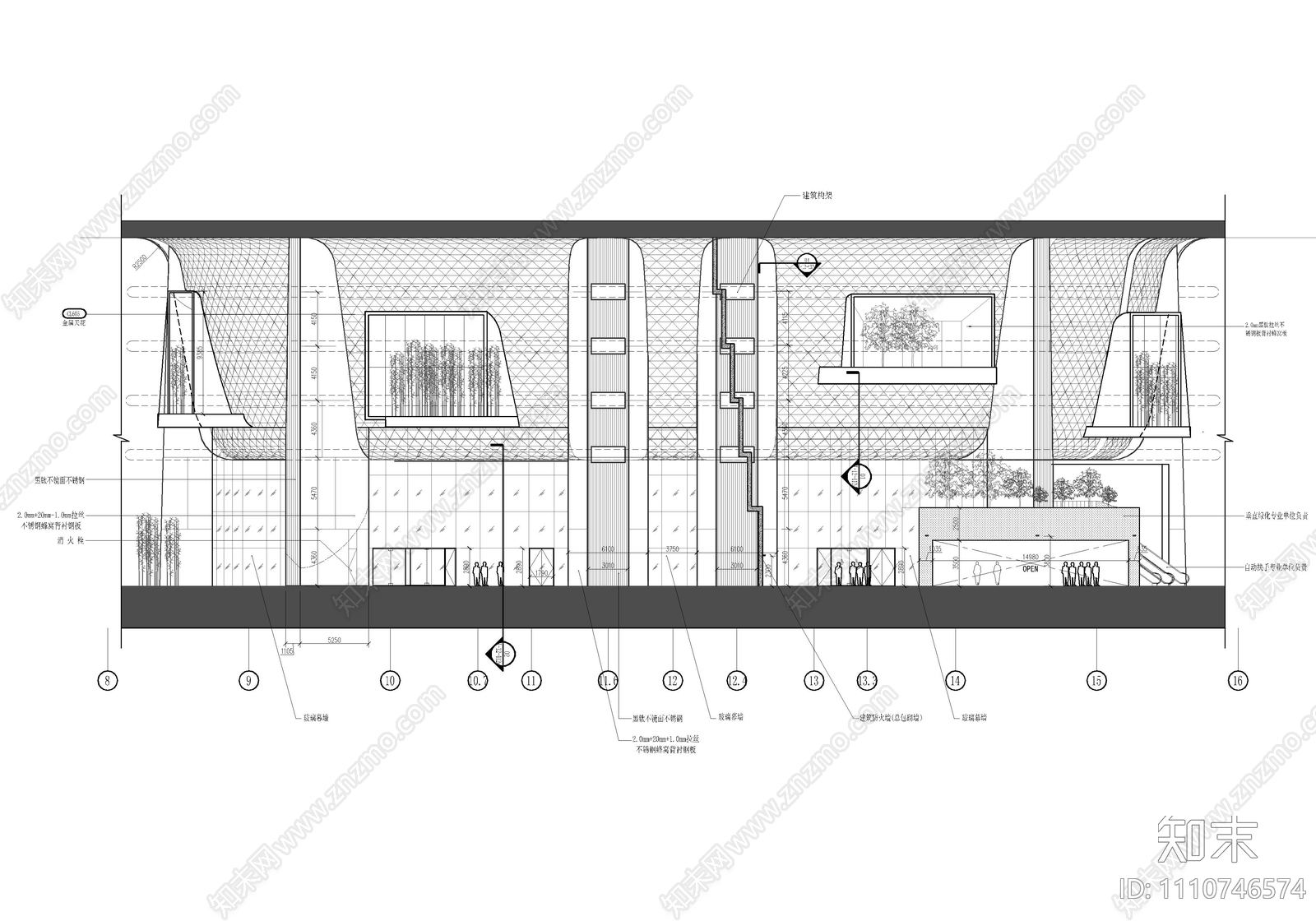 某大厦商业办公裙楼cad施工图下载【ID:1110746574】