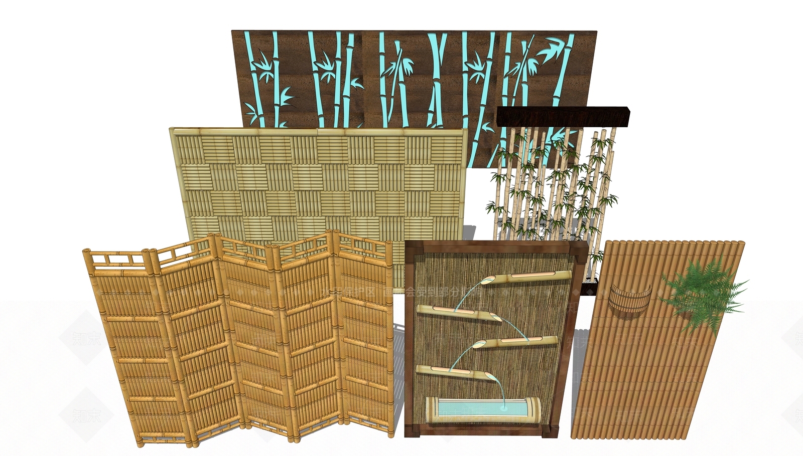现代竹子屏风SU模型下载【ID:1110866029】