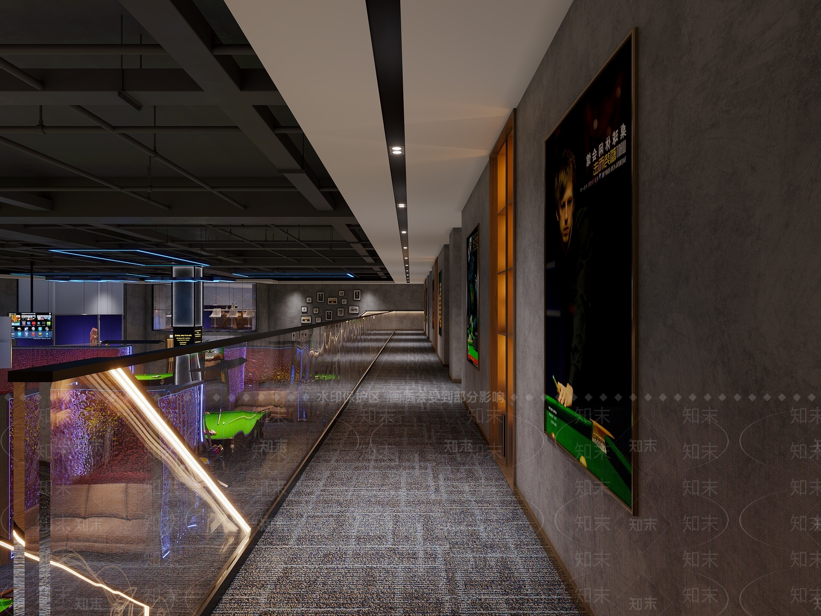 工业风台球室3D模型下载【ID:1110752747】