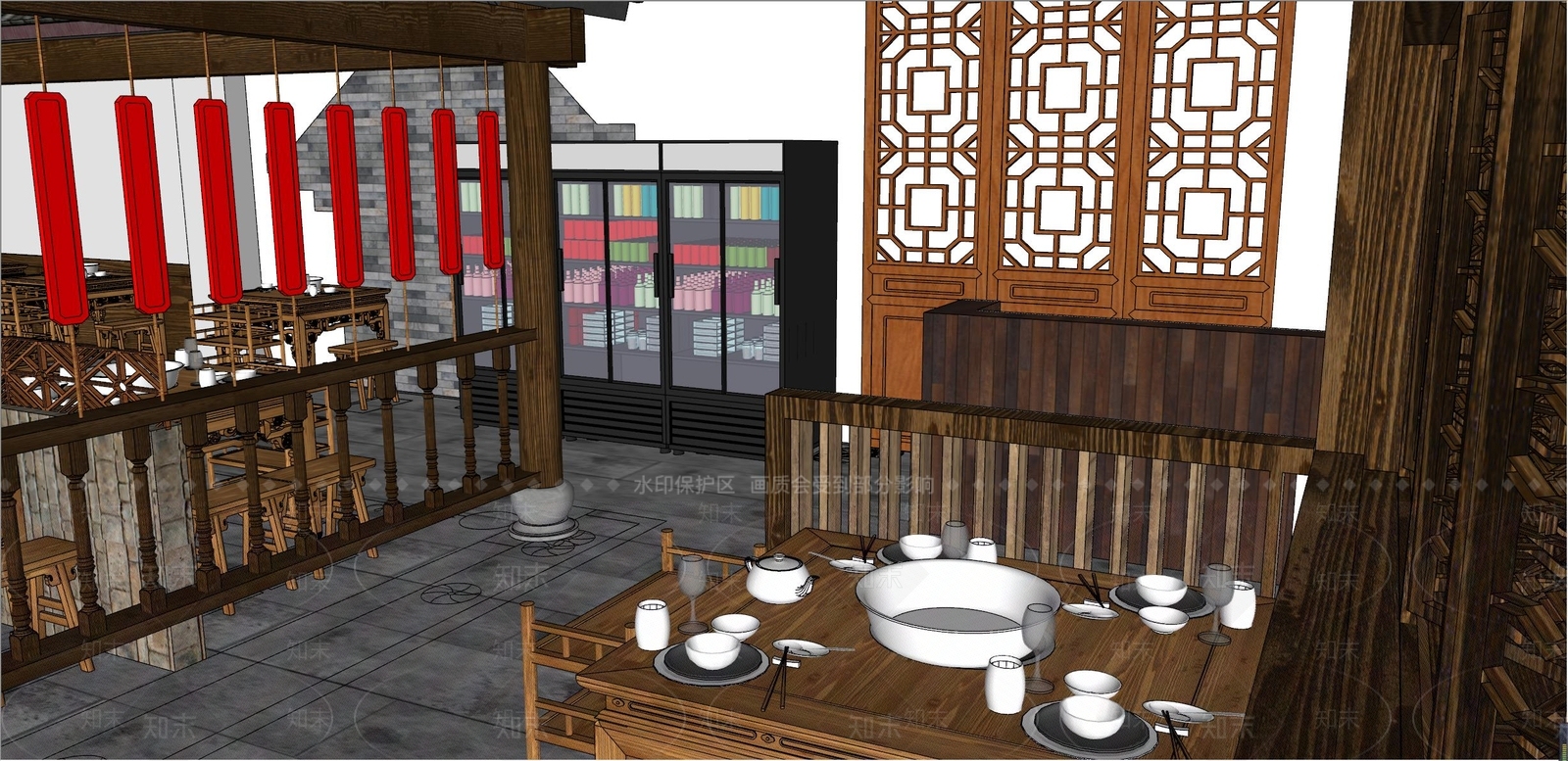 中式火锅店SU模型下载【ID:1110764362】
