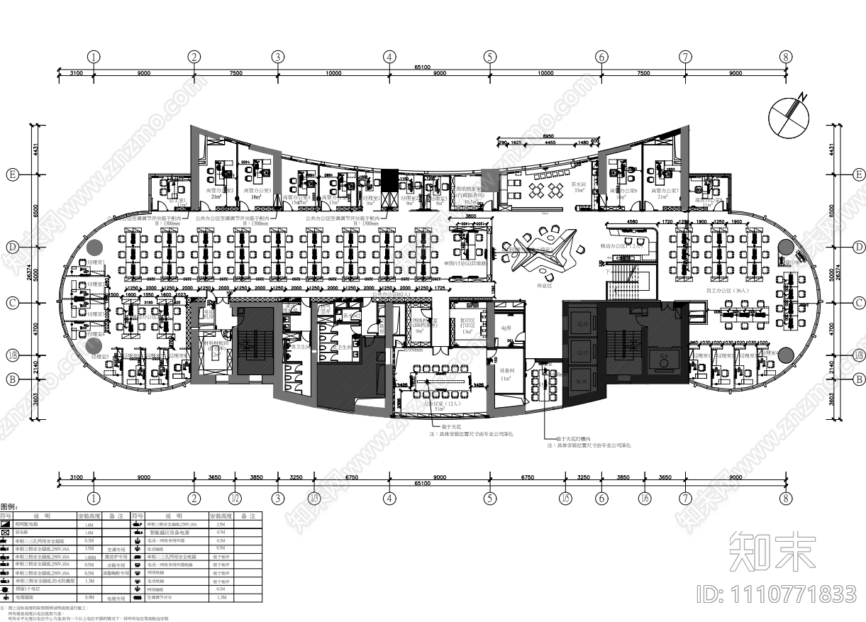 办公室室内装饰cad施工图下载【ID:1110771833】