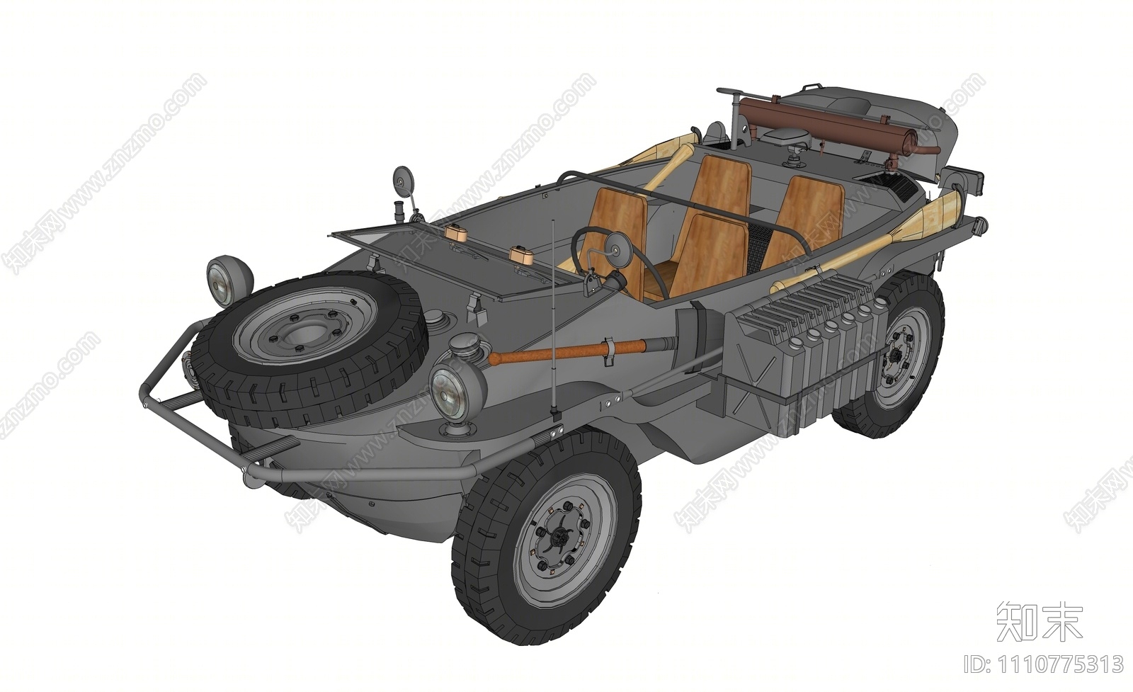 现代水路两用军车SU模型下载【ID:1110775313】