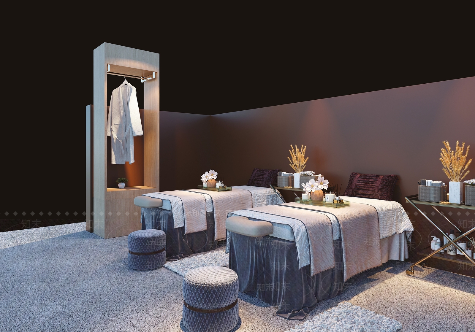 现代美容SPA店按摩床3D模型下载【ID:1110781312】