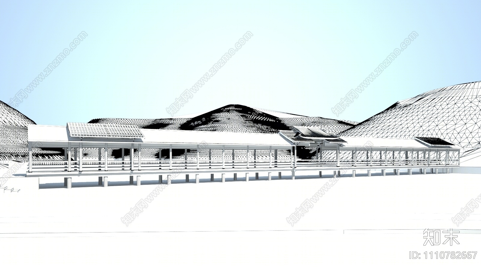 新中式廊架3D模型下载【ID:1110782667】