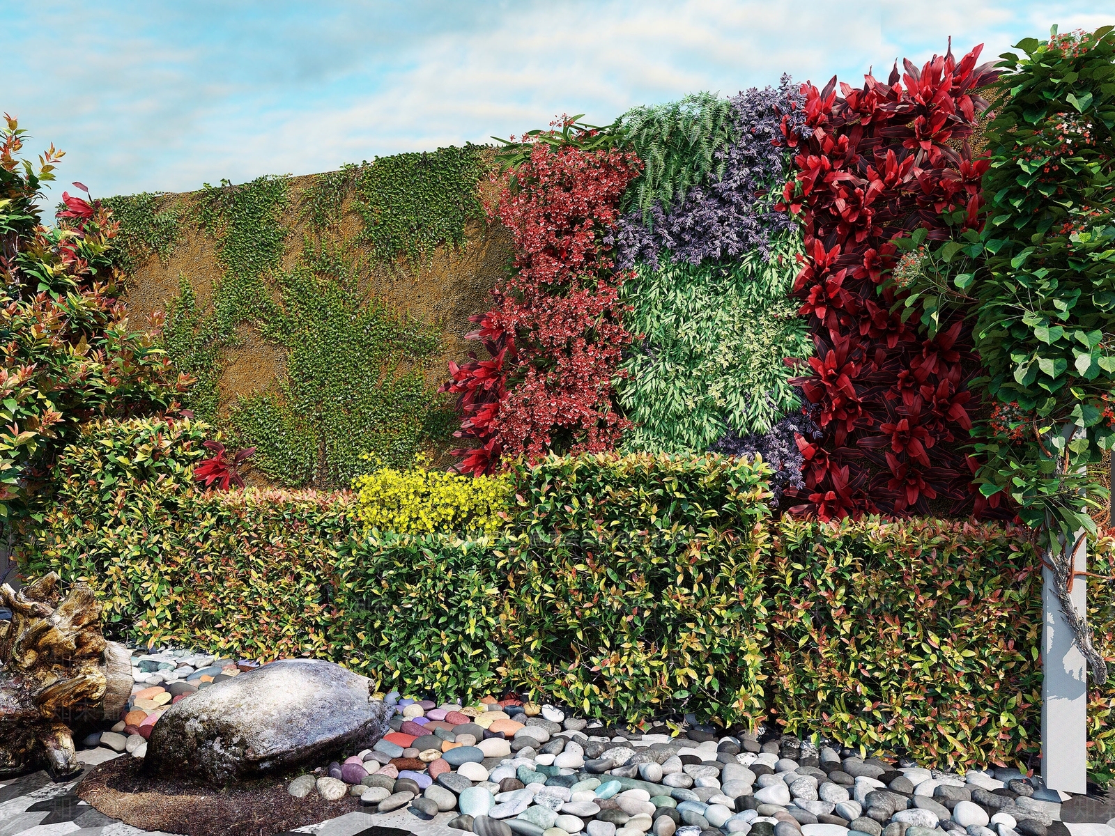 现代植物墙3D模型下载【ID:1110787042】