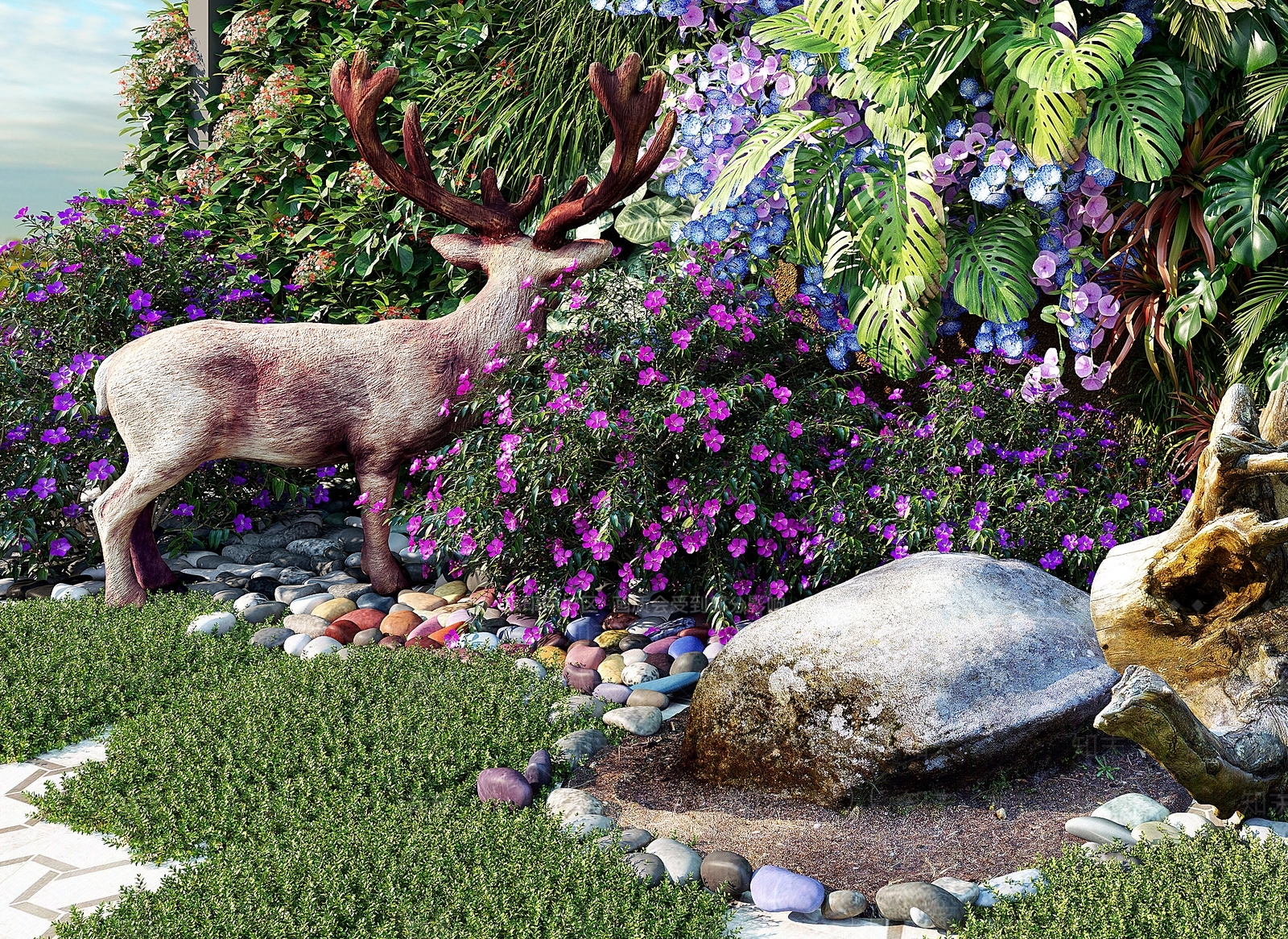 现代植物墙3D模型下载【ID:1110789363】