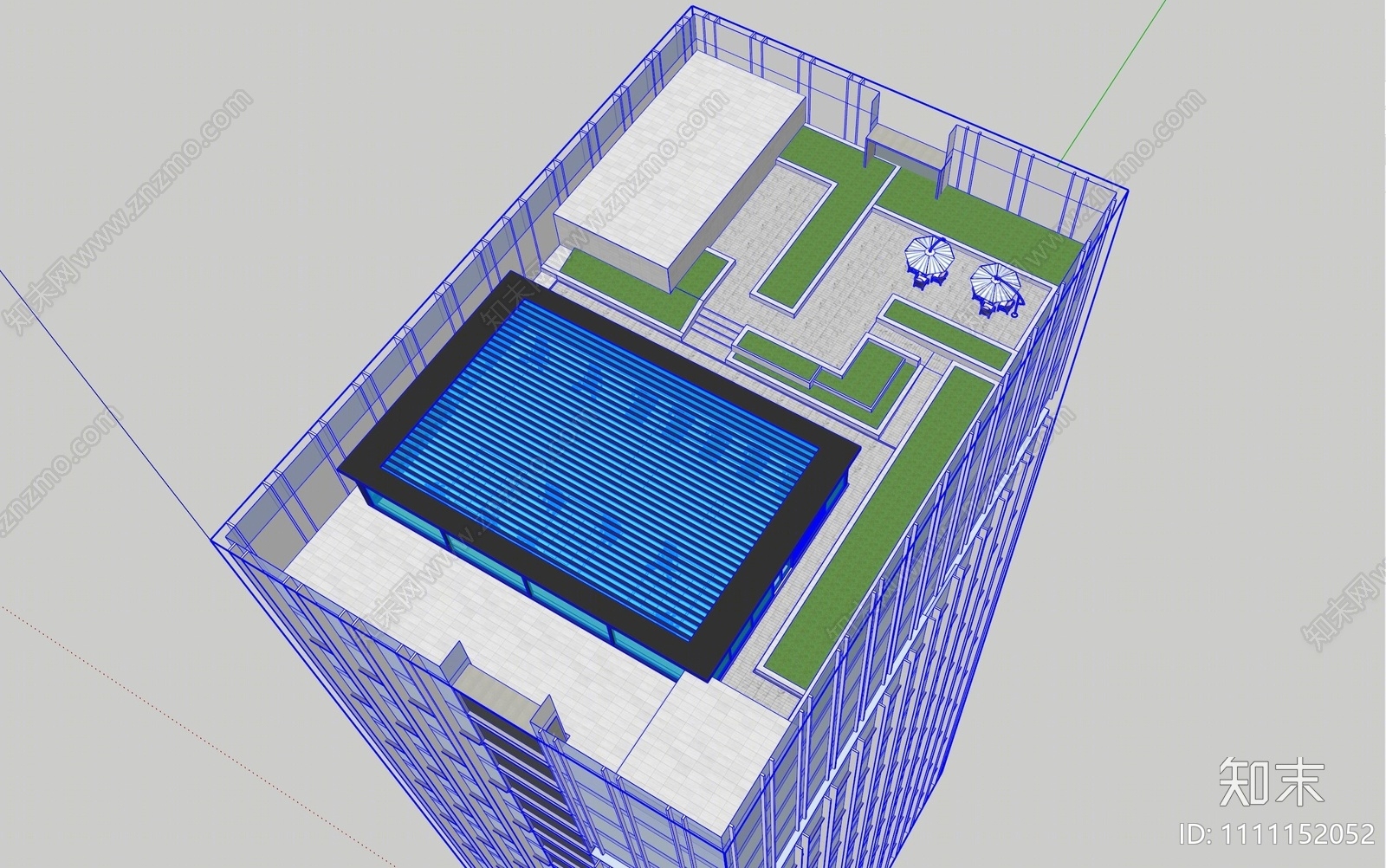 现代屋顶花园SU模型下载【ID:1111152052】