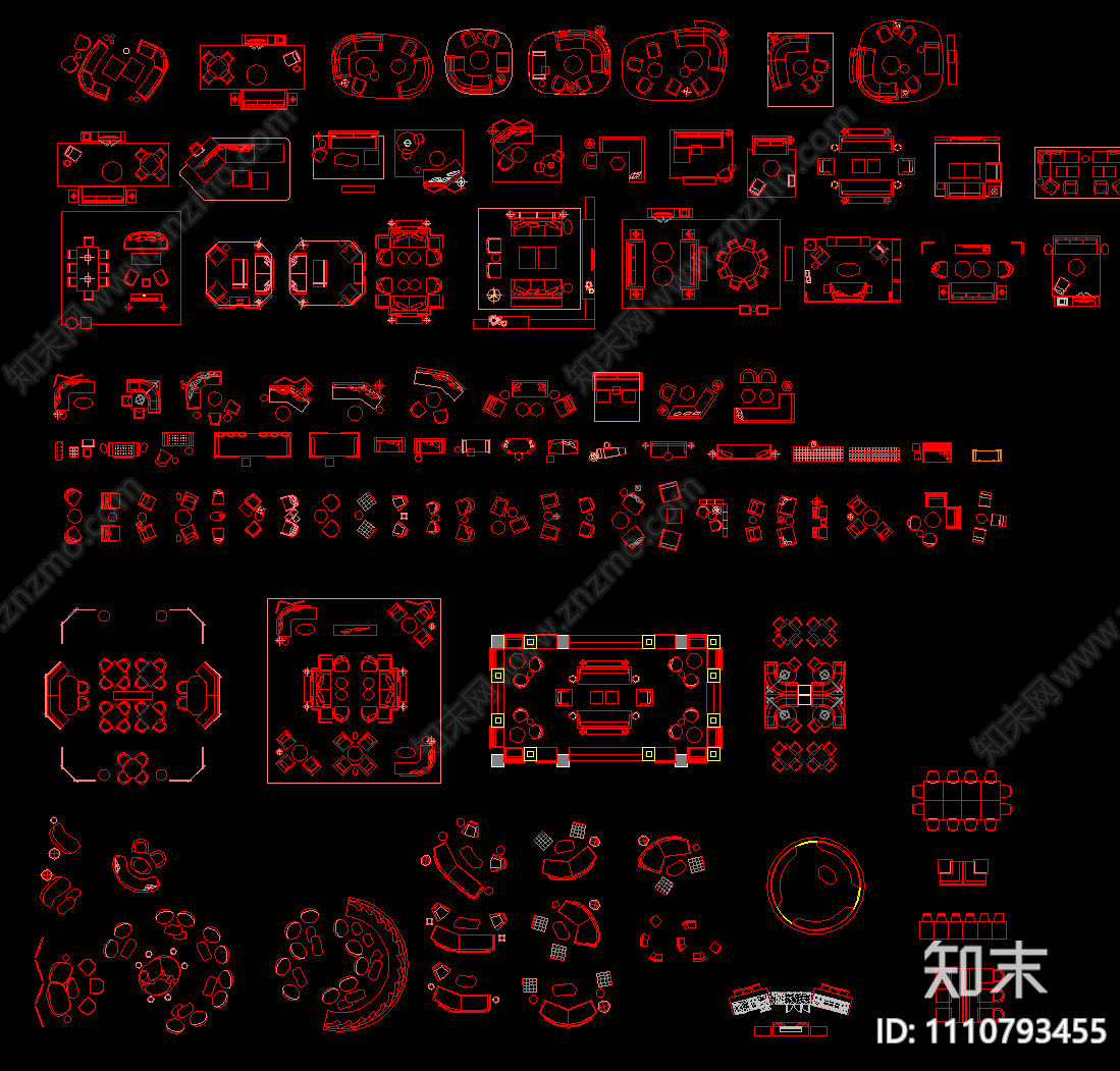 室内沙发cad施工图下载【ID:1110793455】