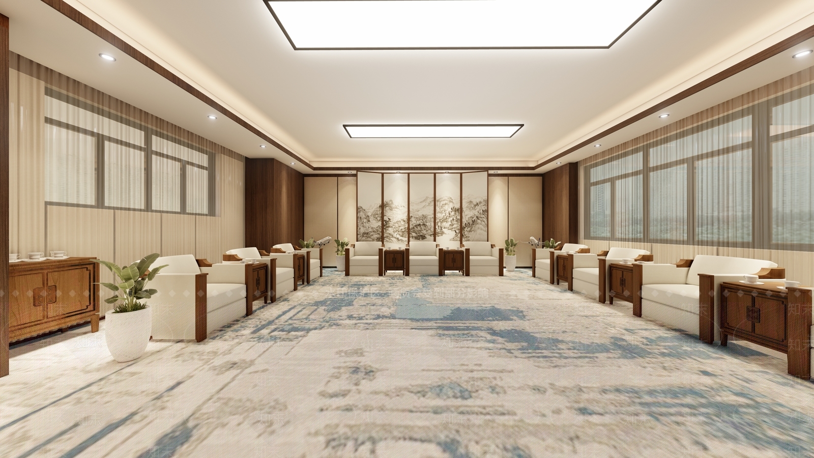 新中式会客厅SU模型下载【ID:1110793727】