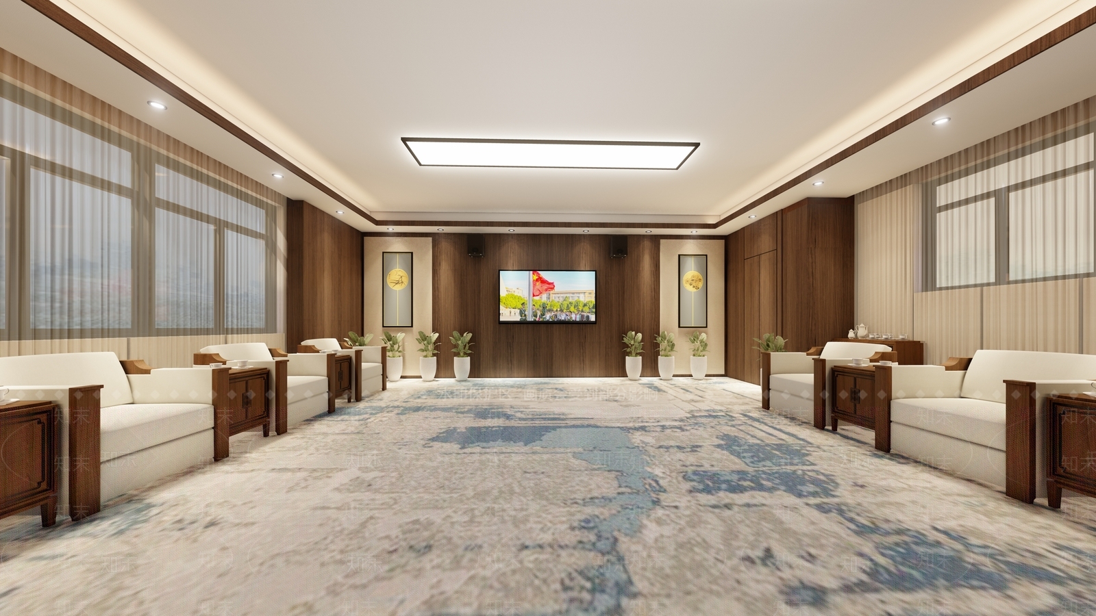 新中式会客厅SU模型下载【ID:1110793727】