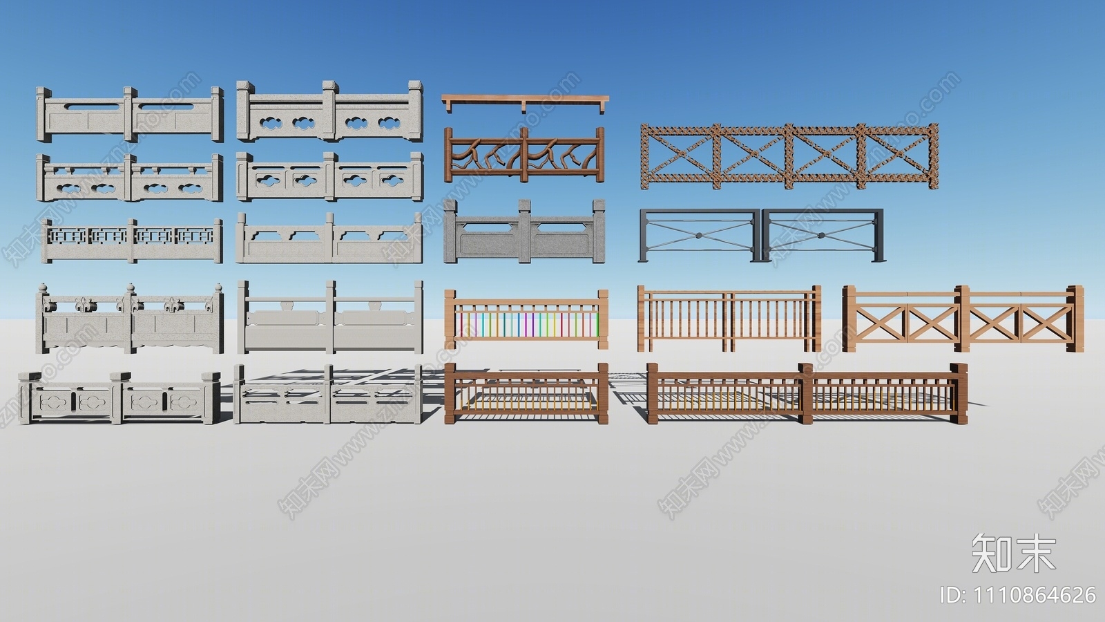 新中式围栏SU模型下载【ID:1110864626】