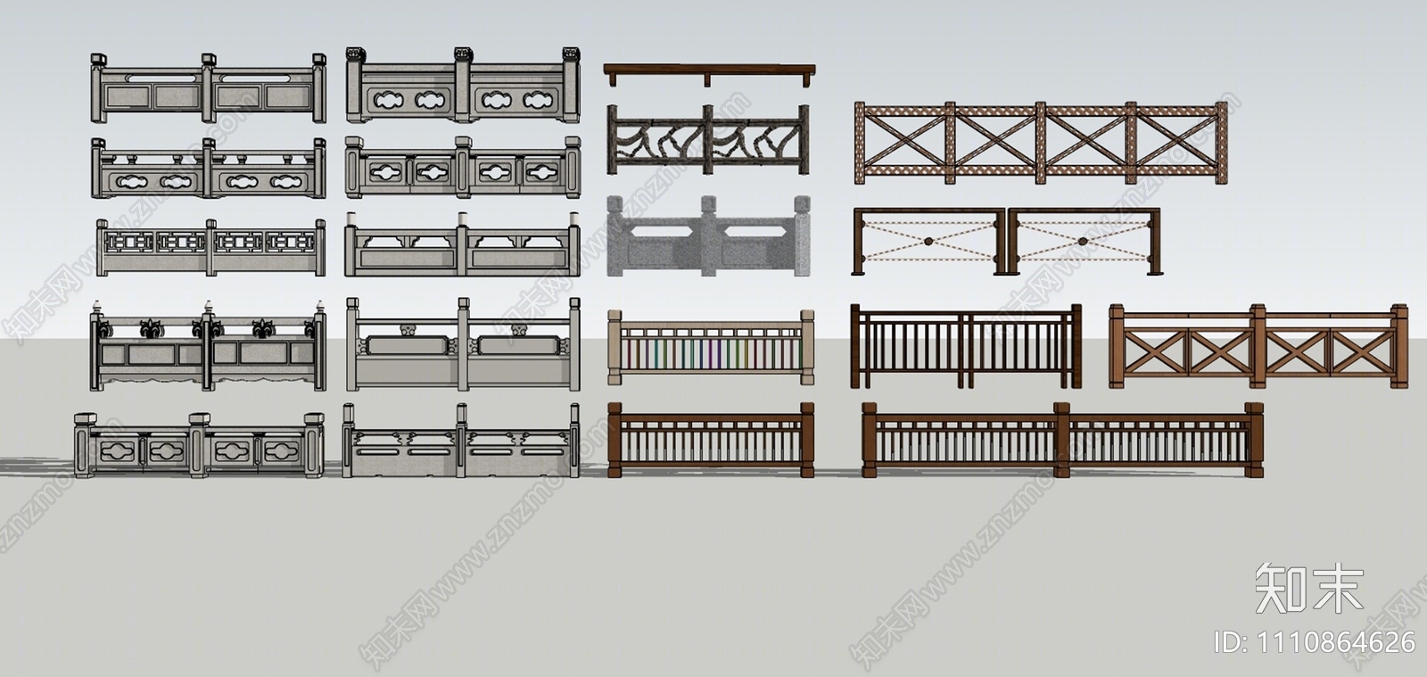 新中式围栏SU模型下载【ID:1110864626】