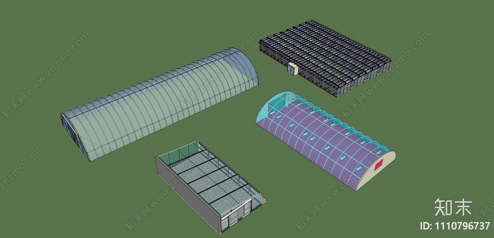 现代农业大棚SU模型下载【ID:1110796737】