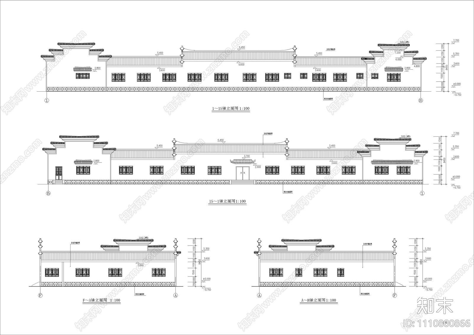 仿古农业园餐厅设计cad施工图下载【ID:1110800866】